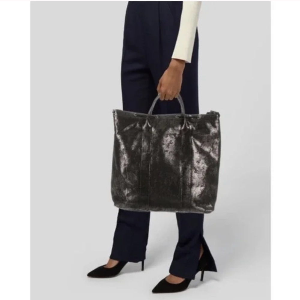 NWT ATM Anthony Thomas Melillo Suede Tote OS Black Antique Silver